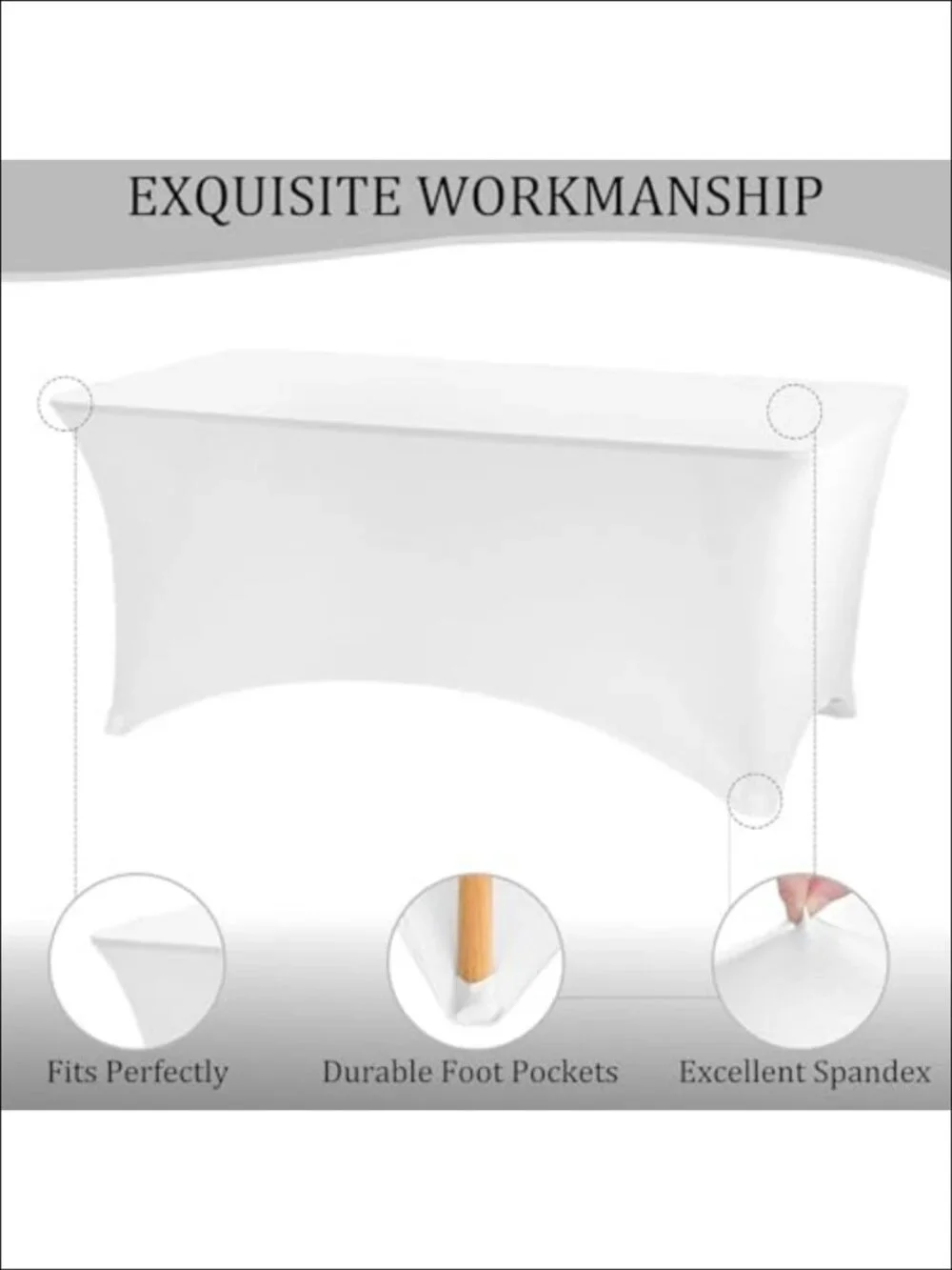3 Pack Stretch Table Covers 6FT Spandex Polyester Fitted Washable Wrinkle